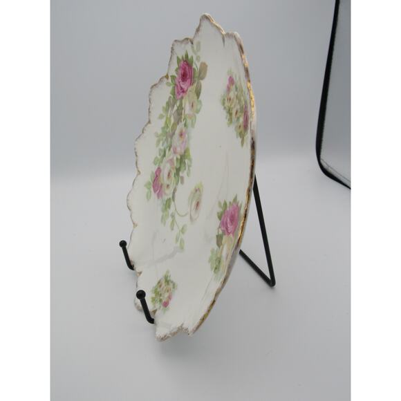 RC Moliere Bavaria Rosenthal Reticulated Plate Hand-Painted Flowers Gold Trim - Picture 4 of 12